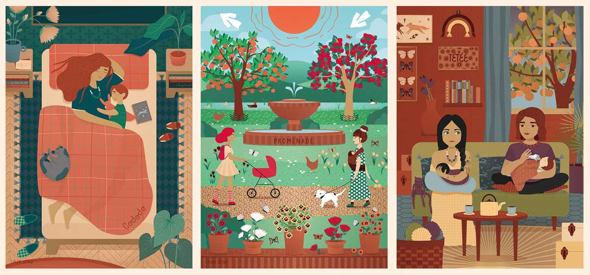 puzzles-1000-pieces-maternite Puzzle illustré 1000 pièces sur le thème de la maternité. Une activité adulte apaisante et une idée cadeau originale signée Les Éditions Imaginaires.