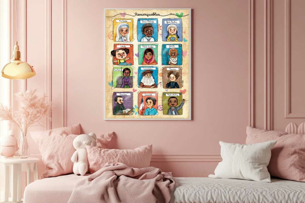 Puzzle Remarquables illustré par Cœur d'Artiflo présentant des personnalités inspirantes