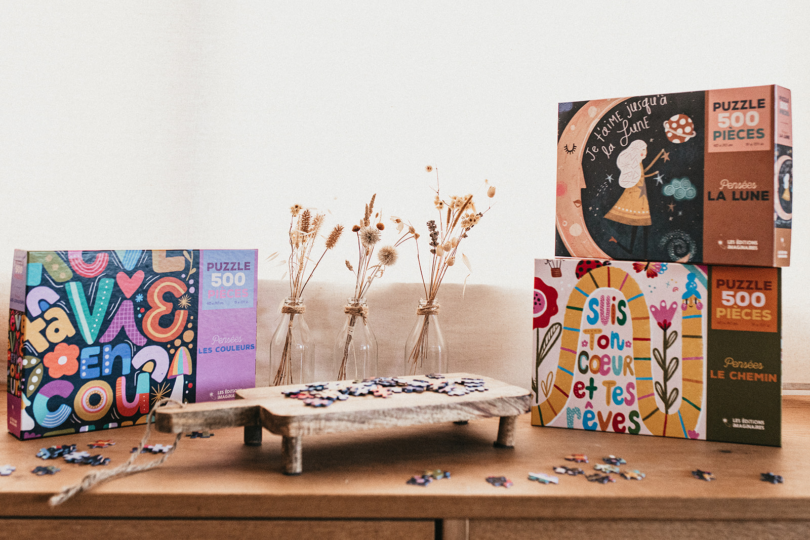 Puzzle positif illustré d'une citation inspirante et colorée pour adulte